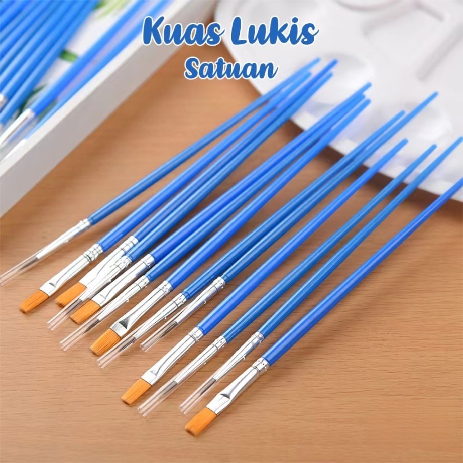 

Kuas Lukis Cat Air Ujung Pipih Lancip Koas Melukis Anak Water Paint Satuan