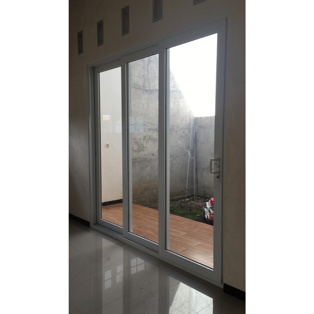 Pintu Sliding 3 Daun UPVC Conch Putih