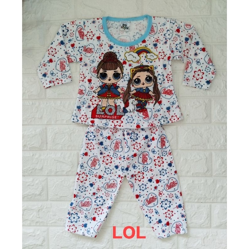 Setelan baju anak perempuan lengan panjang / baju tidur anak perempuan 6 bulan sampai 5 tahun