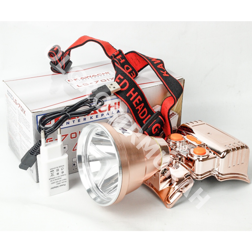 Senter Kepala Headlamp Kawachi LG-701X 70 Watt Putih Charger