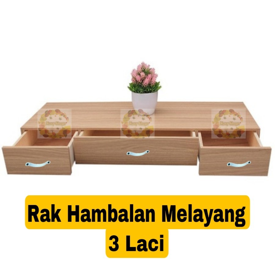 Rak Hambalan Dinding Melayang 3 Laci Hiasan Rak Tembok RHD3L