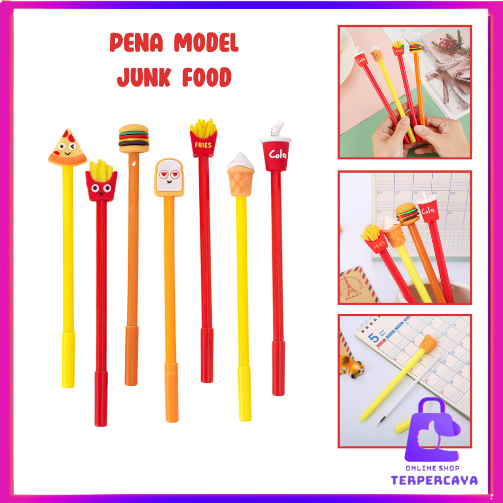 

OST Pena Karakter Lucu Model Junk Food Burger Soda Cola French Fries Pena Fast Food Pen Karakter