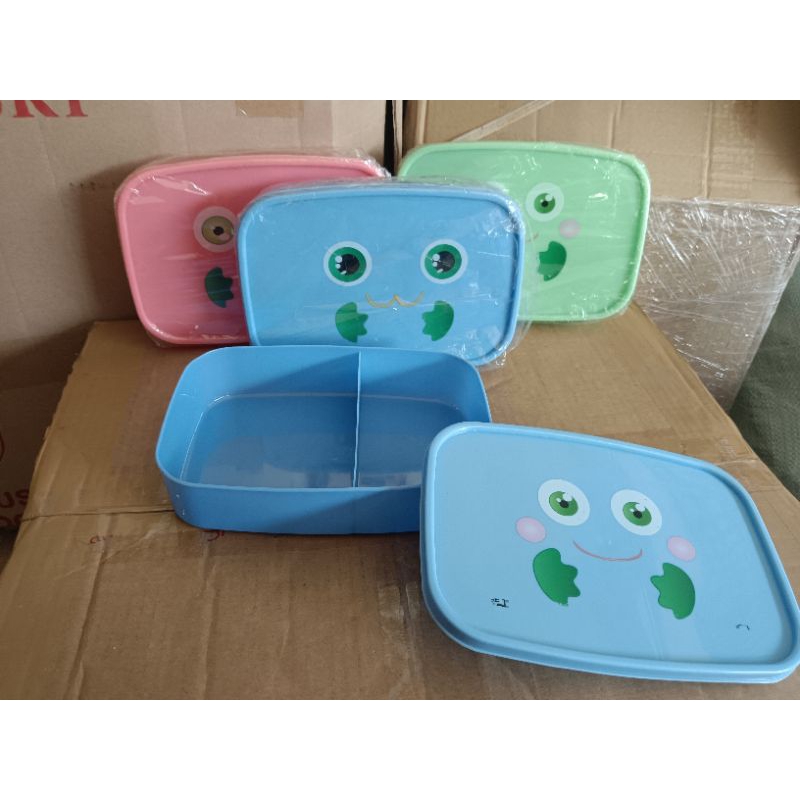 5099 - Kotak makan / toro lunch box bekal anak / souvenir anak ulang tahun sunlife 2 sekat / kotak n