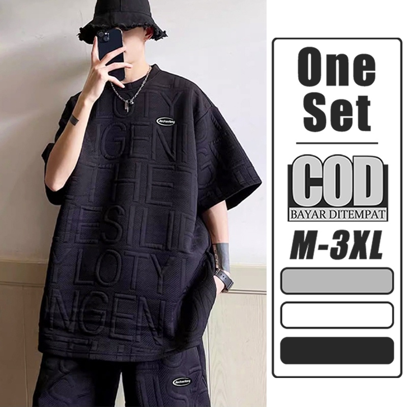 Baju oversize pria setelan kaos pria korean style baju cowok baju import outfit pria keren 1 set
