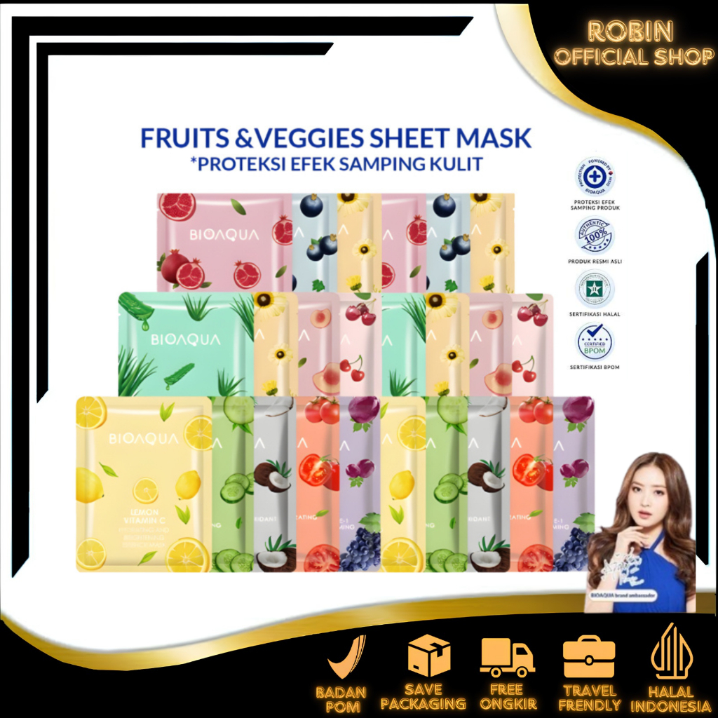 RN - [BPOM] BIOAQUA Sheet Mask Paket Brightening Moisturizing Skin Care Hydrating Essence Face Mask 