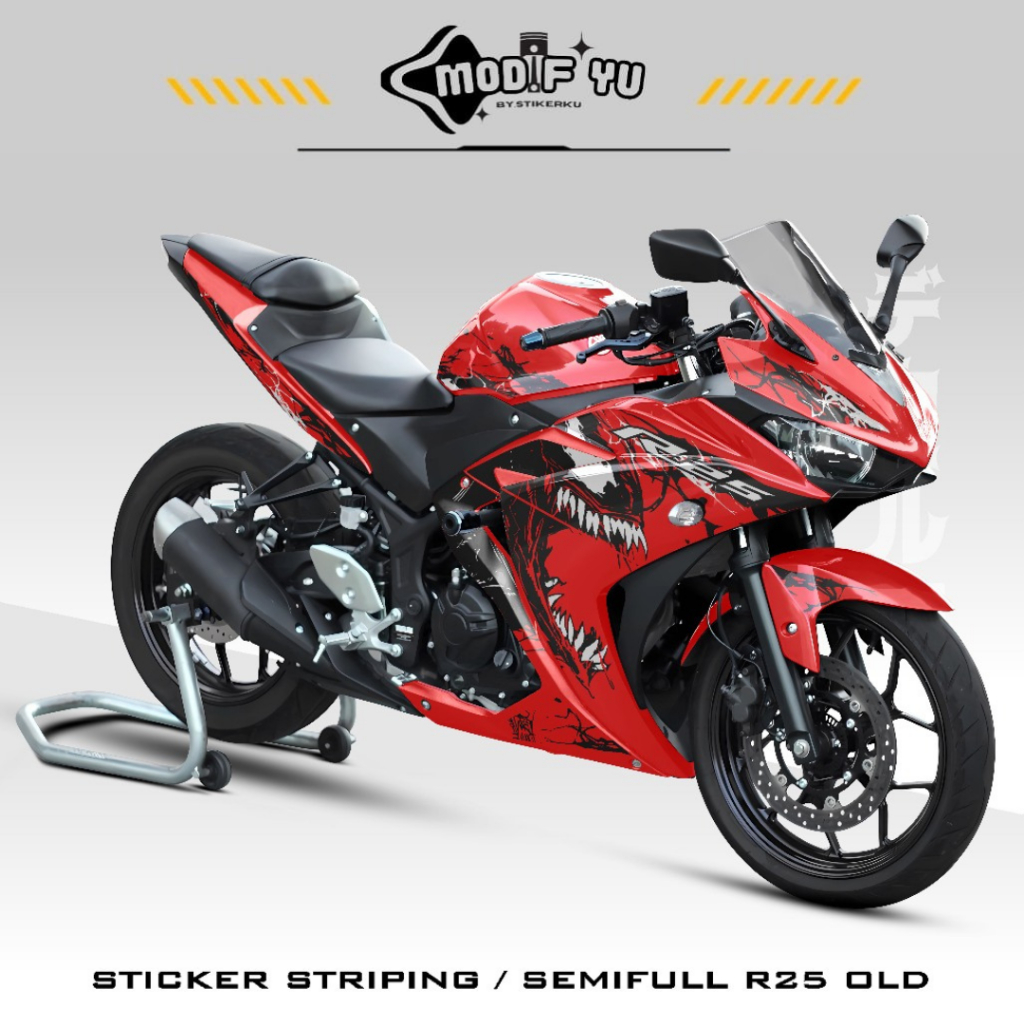 STRIPING SEMIFULL YAMAHA R25 / MOTIF 6 / STICKER VARIASI YAMAHA R25 / AP 250 / YZF-25 / STIKER R25 /