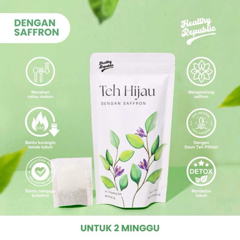 

Healthy Republic Teh Hijau Premium dengan Saffron | Teh Pelangsing | Teh Diet | Slimming Tea