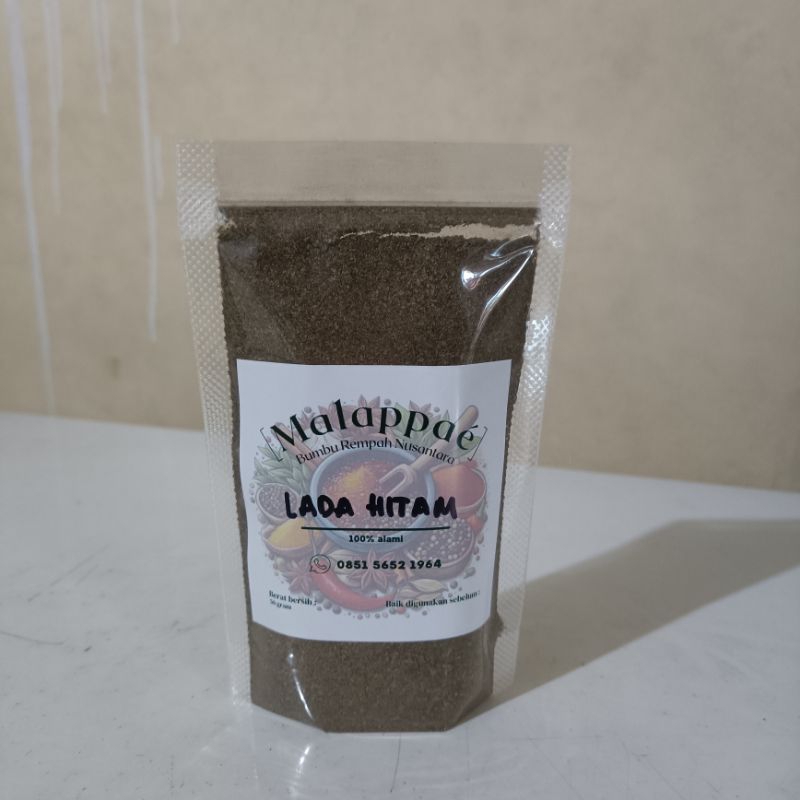 

Malappaé Lada Hitam Bubuk Rempah Bumbu Dapur 10k Berat 50 gram Black Pepper 100% Asli Tanpa Campuran