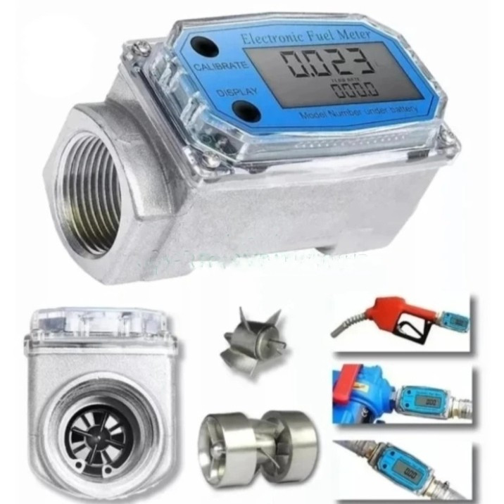 Digital Flow Meter Turbin Display Lcd Fuel Flowmeter 1.5" inch