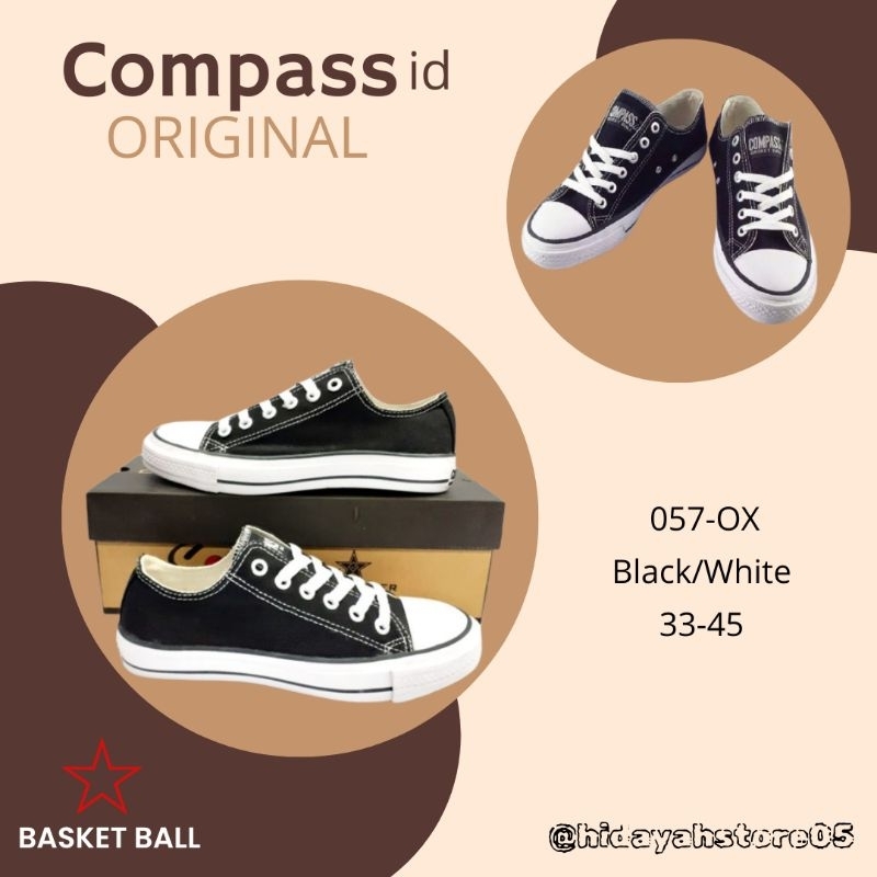 SEPATU SEKOLAH COMPASS id 057/OX HITAM PUTIH