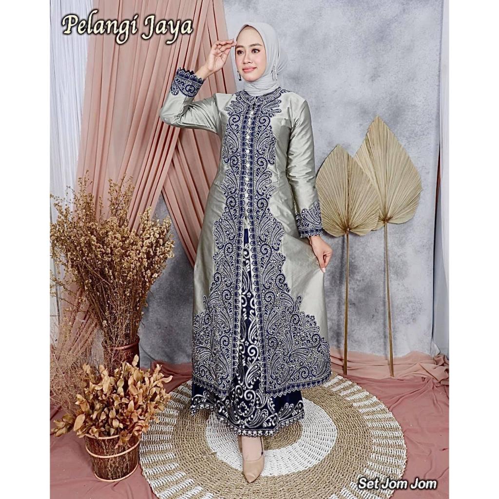 Gamis Wanita Pelangi Jaya Bahan Taveta Dove Warna Silver
