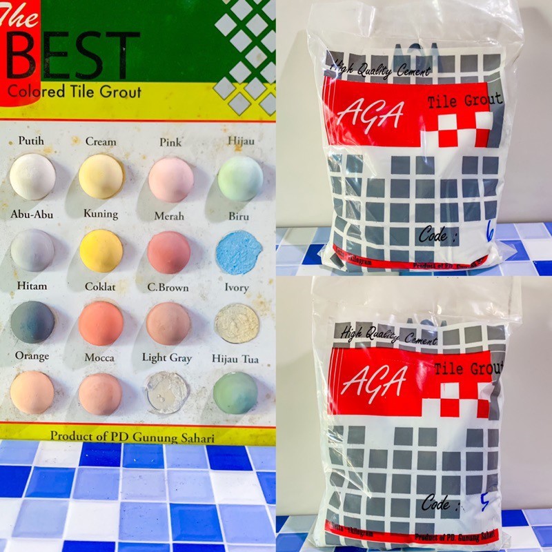 Nat Keramik AGA │ Pengisi Nat Keramik Warna / Semen Warna / Semen Nat Keramik 1 Kg │ Tersedia 16 War