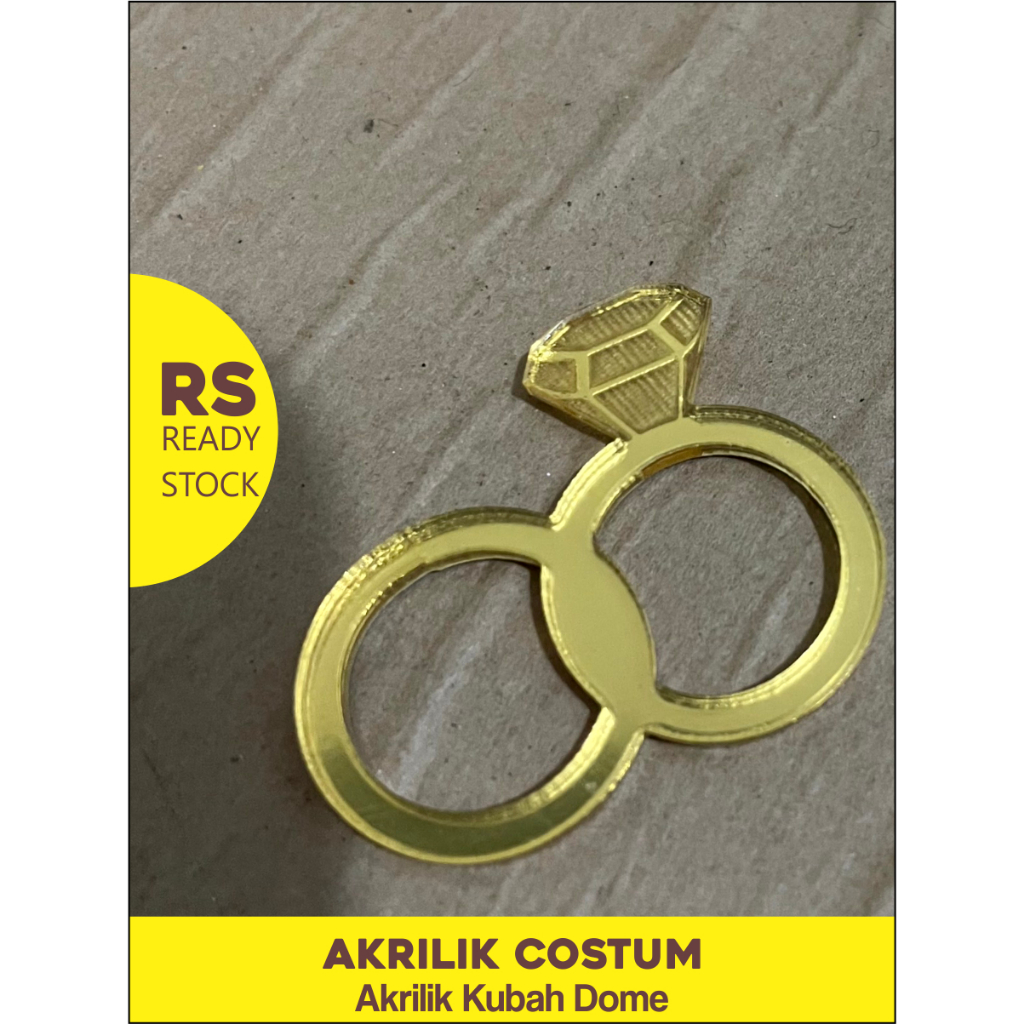 CINCIN REPLIKA Perhiasan Akrilik Gold Dekorasi Pernik Mahar Frame Rose Gold