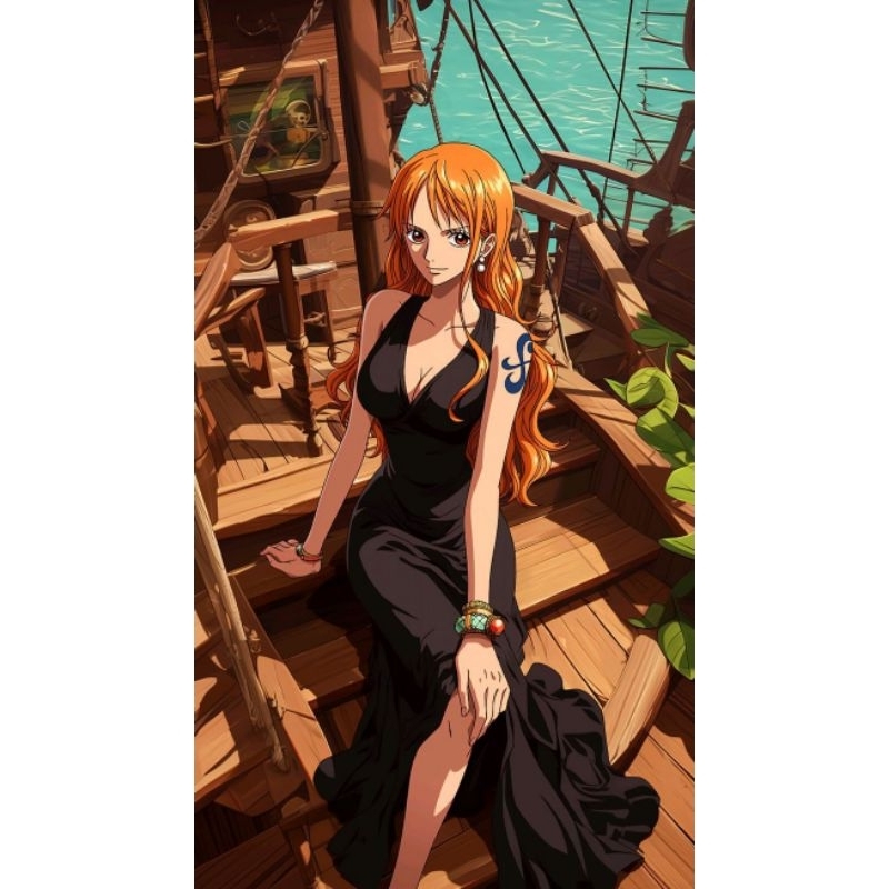 Cetak 10 Poster/ wallpaper Karakter "Nami (One piece) fanart Ukuran A4 Hd Glossy