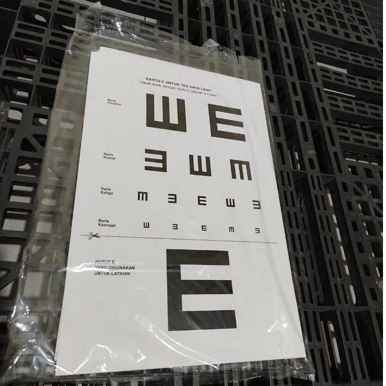 Snellen E Chart / Poster tes mata / Bagan Tet Ketajaman Mata / Test Mata minus