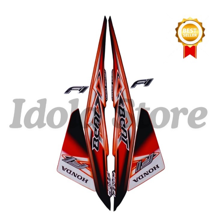 Striping Stiker Motor Honda Beat FI 2013 Orange Standar List Stiker Beat FI 2013