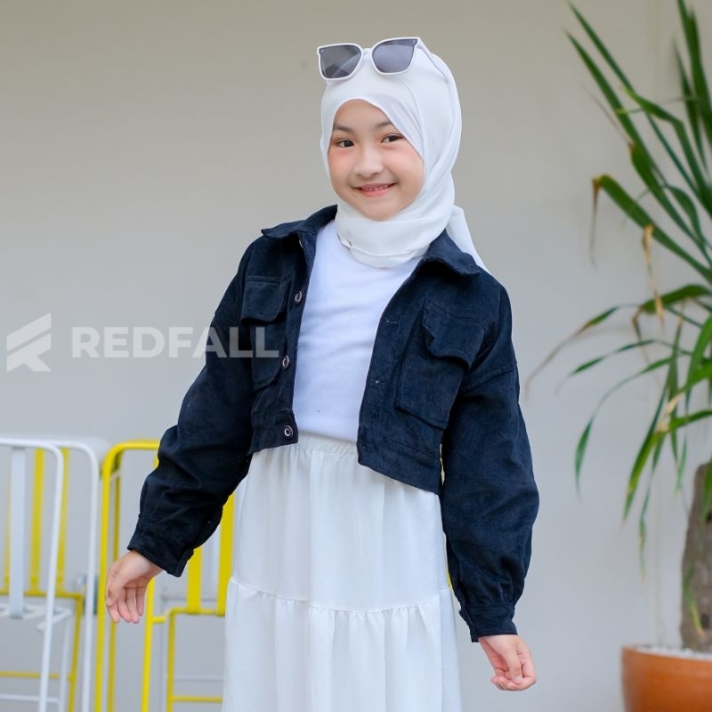Jaket Anak Perempuan Korean Style Crop Top Cotton Corduroy Usia 3-12 Tahun