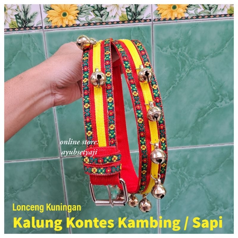 Kalung Kontes Sapi 1 set Krincing Kalung Kambing Kalung Domba Kalung Sapi Lonceng Kuningan aksesoris