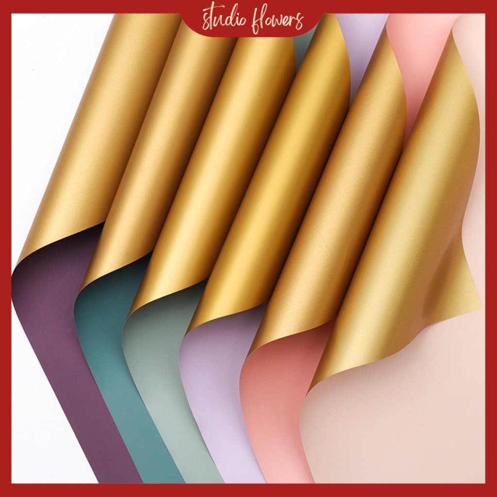 

Flower Wrapping Paper Bi Color Gold Kertas Buket Bunga Dua Warna Gold Cellophane KB6324