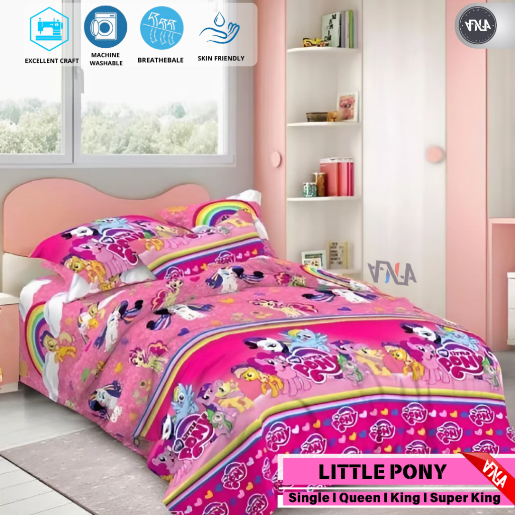 BEDCOVER SET ANAK/Bedcover+Sprei Set Motif karakter anak perempuan Ukuran Kasur Single-Super King