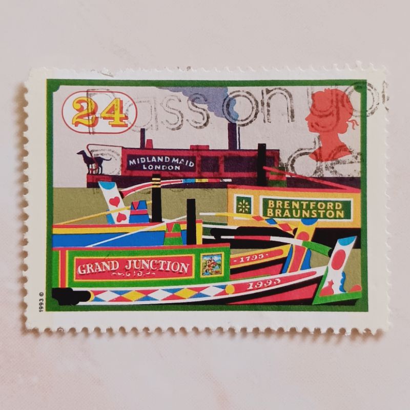 

(AD) Perangko Inggris Britania Raya 1993 Inland Waterways - Midland Maid and other Narrow Boats, Grand Junction Canal 24 penny Used