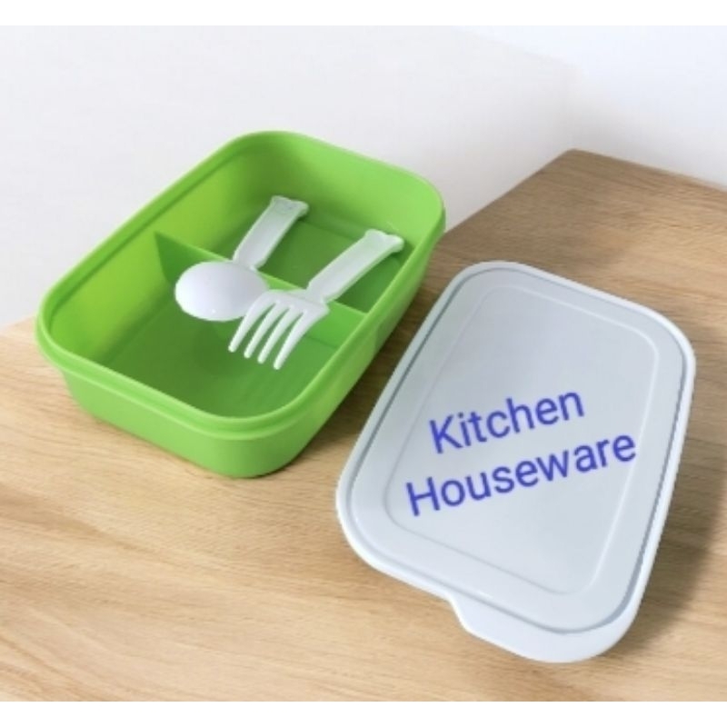 Kotak Makan Anak Ompreng 2 Sekat Plus Sendok Garpu Bento Soso