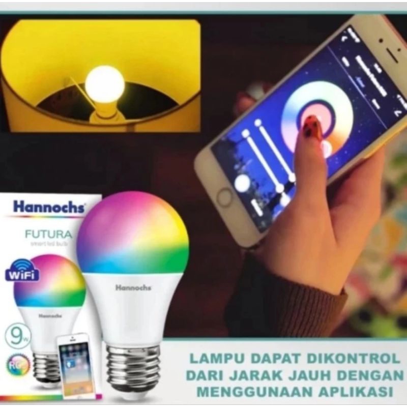 lampu smart LED futura 9watt RGB hannochs lampu wifi warna