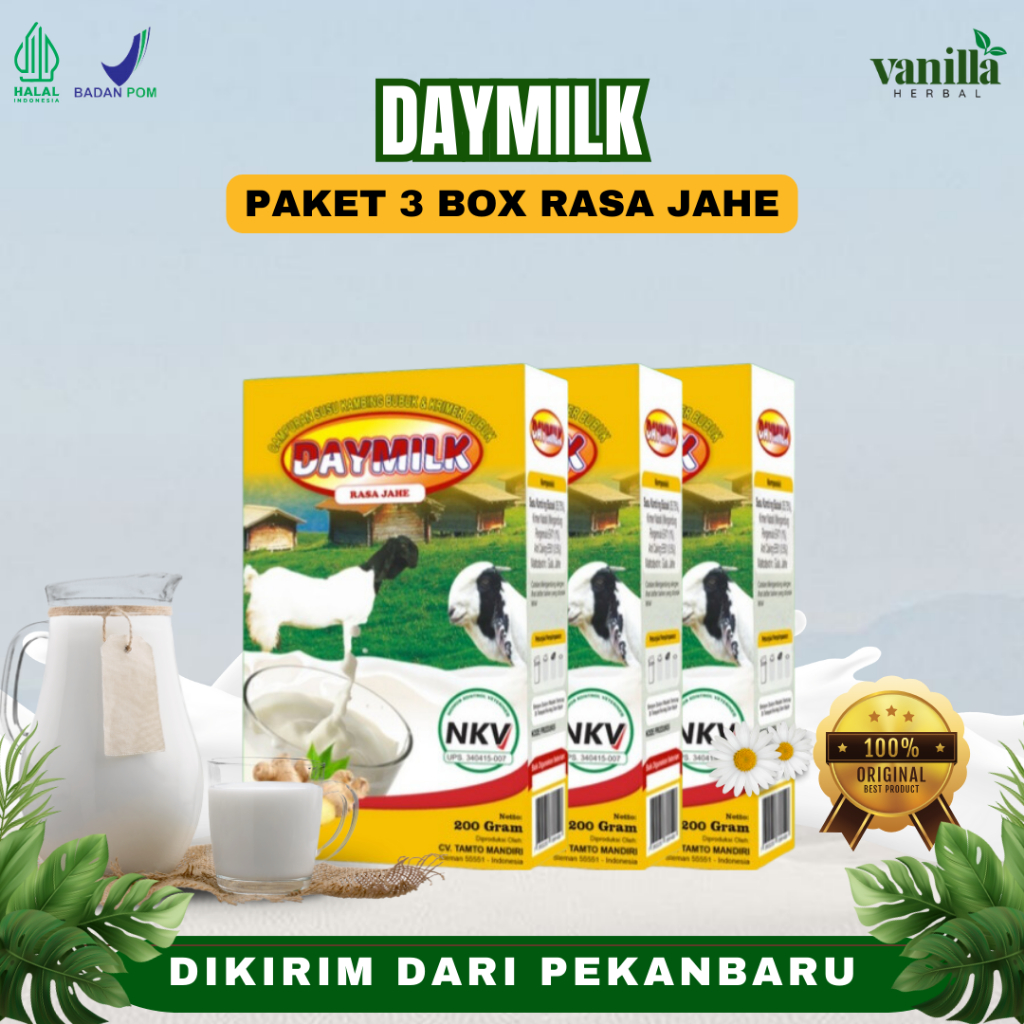 

PAKET 3 BOX DAYMILK RASA JAHE | Susu Kambing Etawa Tidak Bau Prengus Membantu Menjaga Daya Tahan Tubuh dan Bantu Jaga Kesehatan Sendi dan Tulang Dikirim Dari Pekanbaru