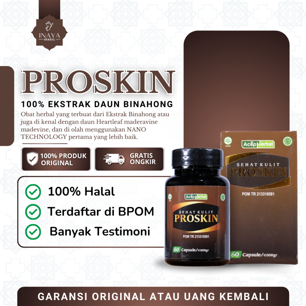 Inaya Herbal - Sehat Kulit Proskin Kapsul Herbal Alami Ekstrak Daun Binahong