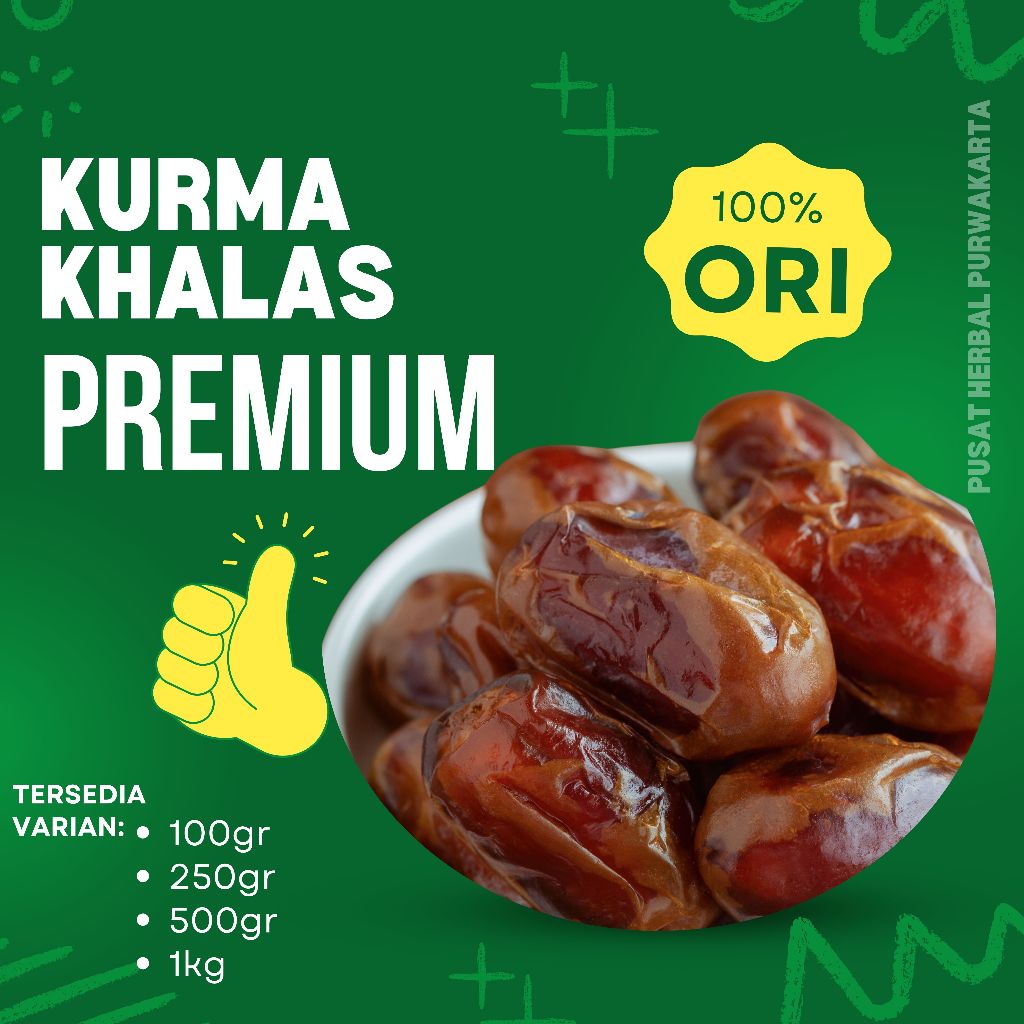 

KURMA KHALAS PREMIUM/KHALAS SAAD KURMA PREMIUM/ KURMA KHALAS KEMASAN 1KG SAMPAI 100GR