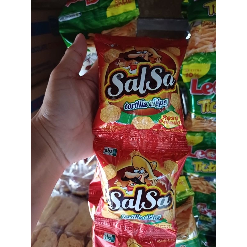 

snack salsa/tiara/salsa mi gepeng/Choco ball semua serenteng isi 10bks