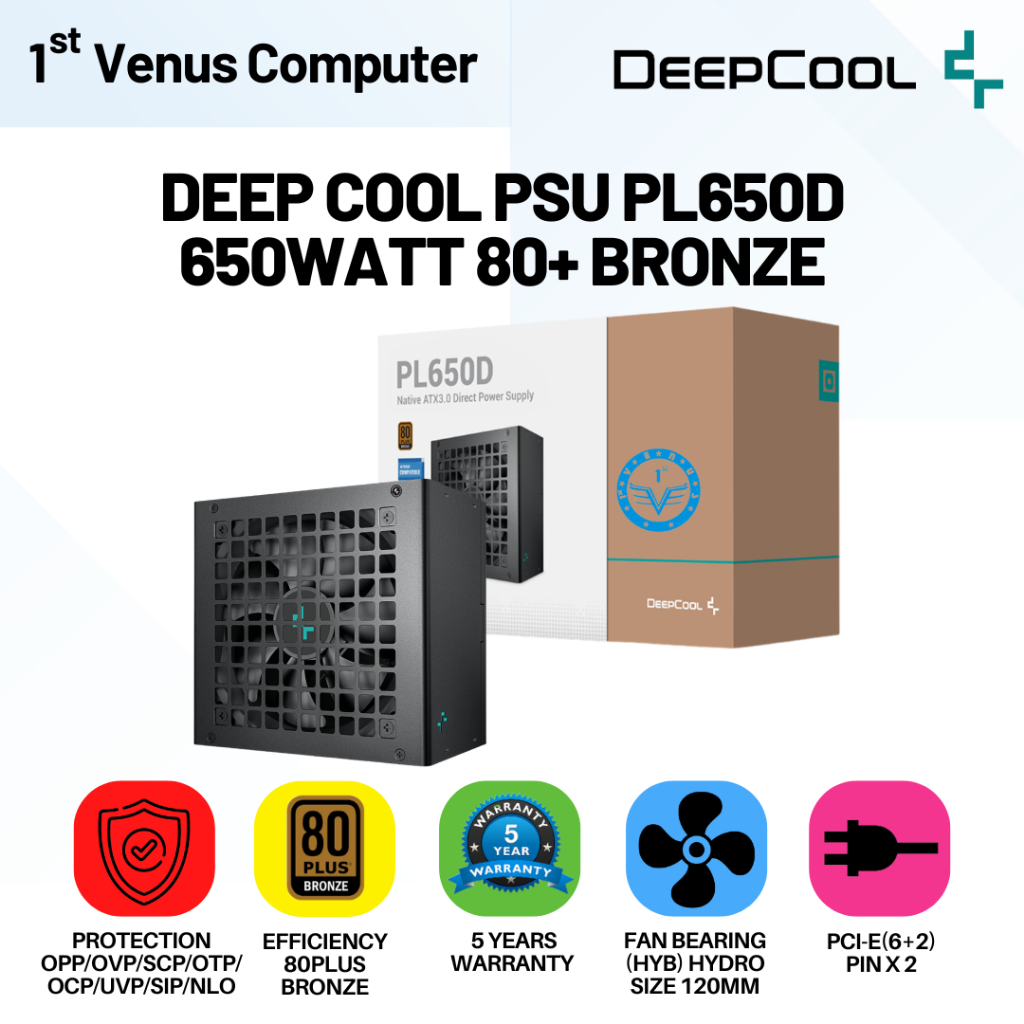 Power Supply DEEPCOOL PL650D 650W 80+ Bronze Native ATX3.0 R-PL650D-FC0B-EU / PSU21-DEE