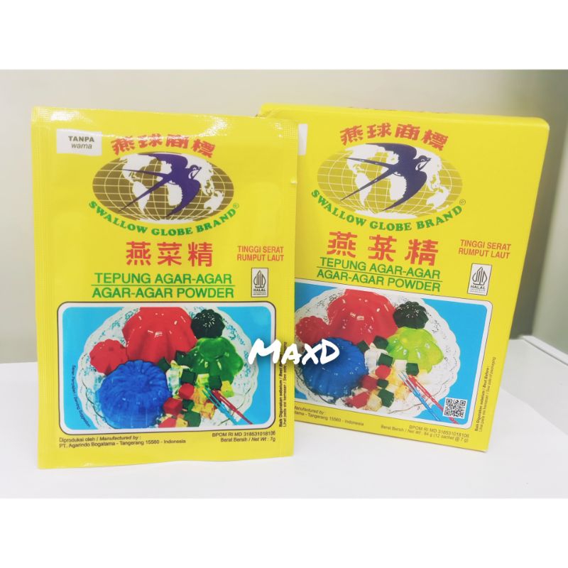

Agar Agar Swallow Globe Tanpa Warna/ Putih 7g ×12 Pcs 1 Box