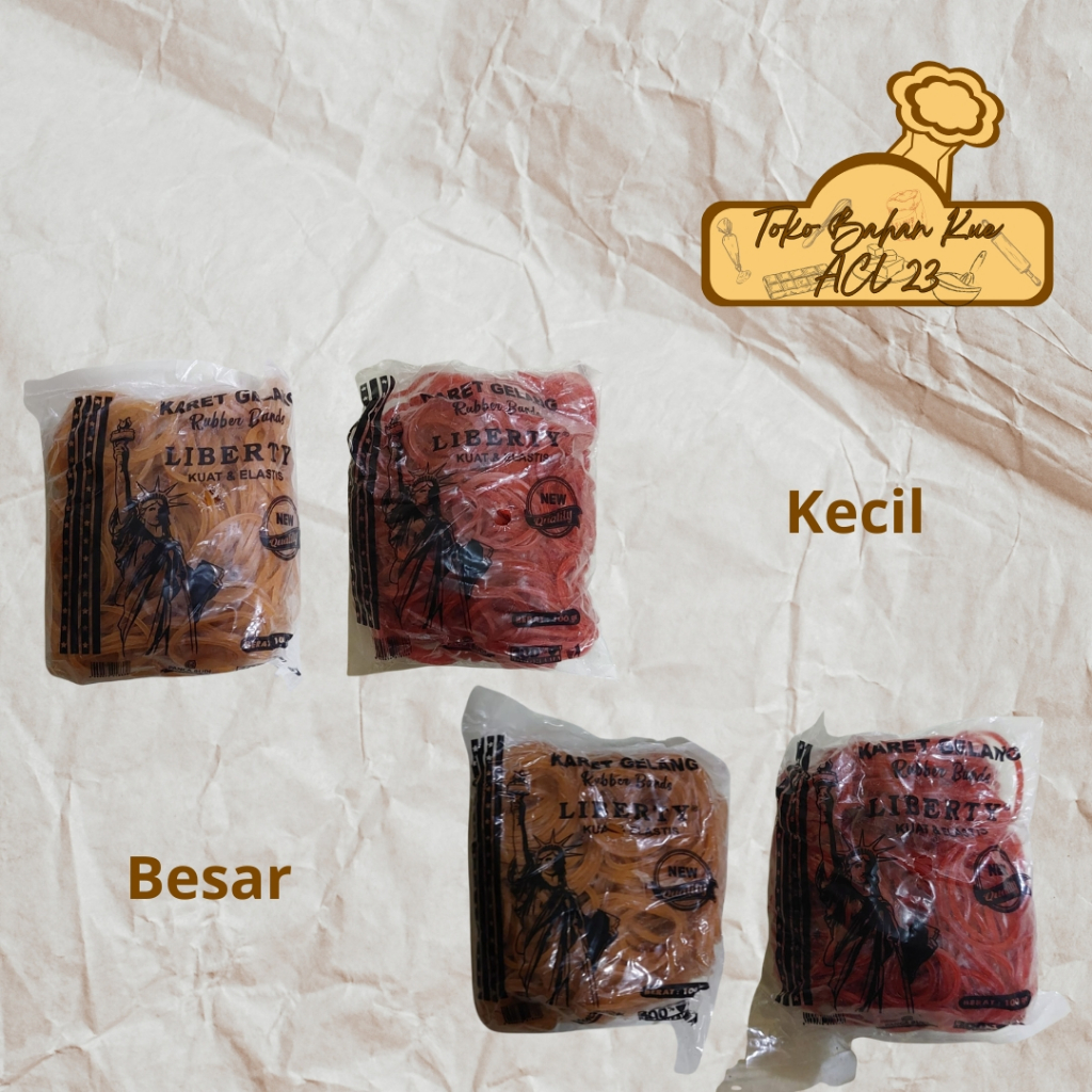

Karet Gelang/Karet Kecil & Sedang/Rubber Bands Kuat & Elastis Liberty Kemasan 100gr