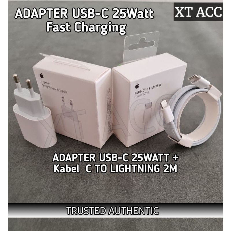 CHARGER 25Watt ADAPTOR / 25W PD FASTCHARGING /USB C/ TYPE-C/ Tipe-C to Lightning Iphone BATOK/Adapte