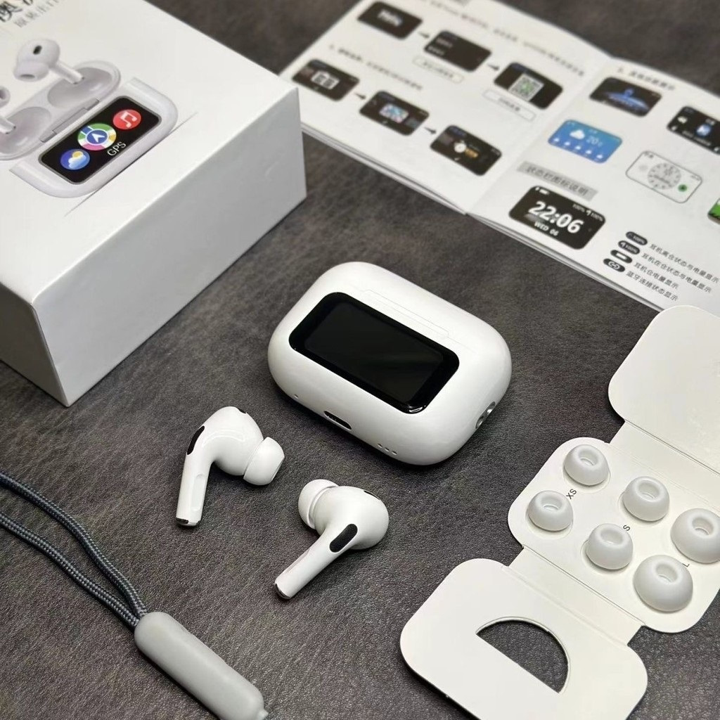 ANC  AMBIENT SOUND LED LCD TWS True Wireless Stereo Bluetooth - WHITE A9 PRO Earphone v5.3 Freepods 