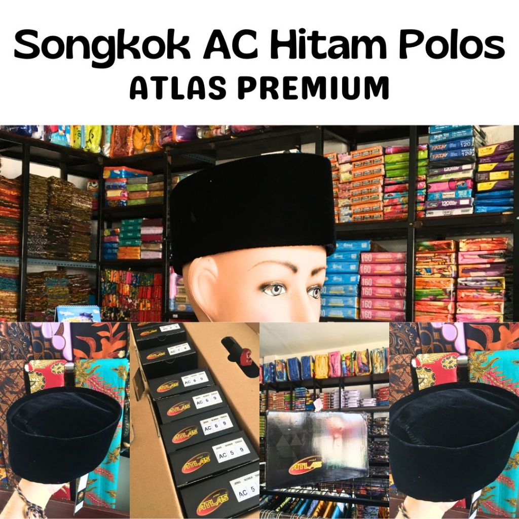 SONGKOK AC HITAM POLOS PREMIUM | SONGKOK DEWASA HITAM | SONGKOK KUMALA