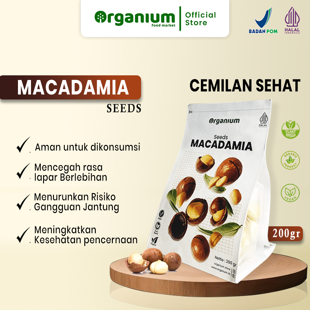 

Organium Macadamia Seed , Cemilan Kacang Macadamia - 200g