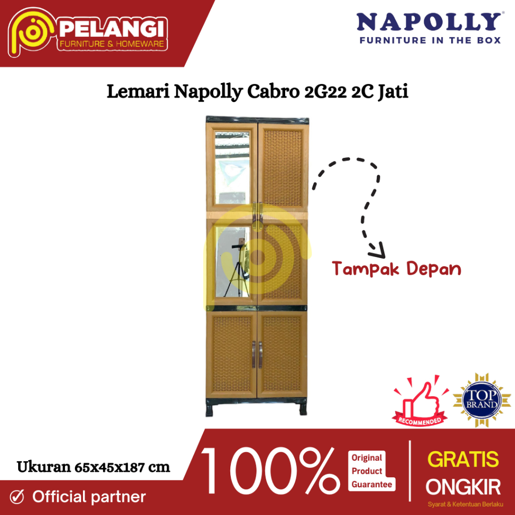 Pelangi Furnihome | Lemari Napolly Cabro 2G.22 2C | Lemari Plastik Napolly | Lemari Pakaian Napolly 