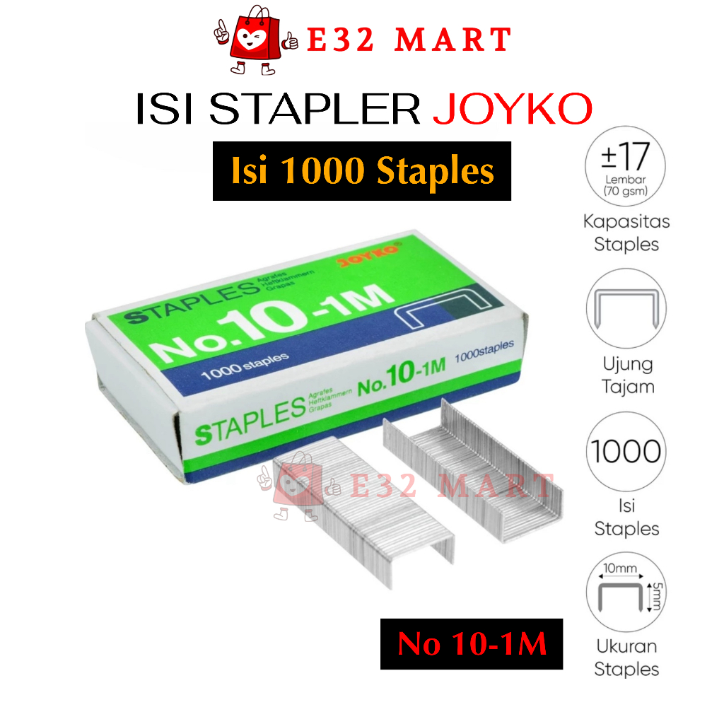 

E32 - ATK026 Isi Stapler Staples Joyko No 10-1m / Refill Staples Joyko No 10 / Isi Anak Hekter No 10 / Refill Isi Staples