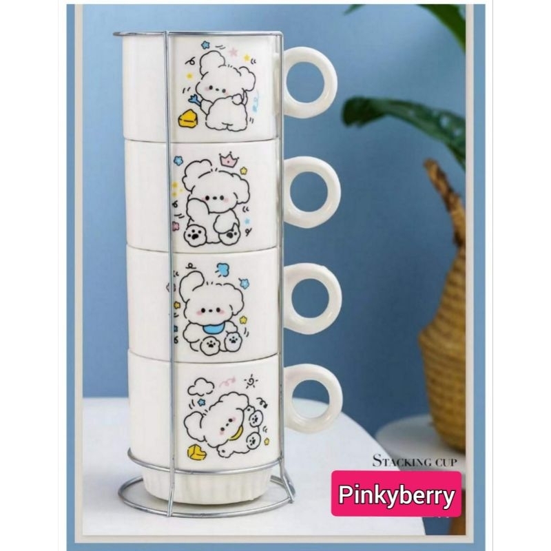 Mug Keramik Susun 4 / Gelas keramik Susun Size L Large C167