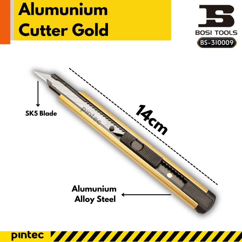 

BOSI Alumunium Utility Cutter Gold Knife Pisau SK5 Blade
