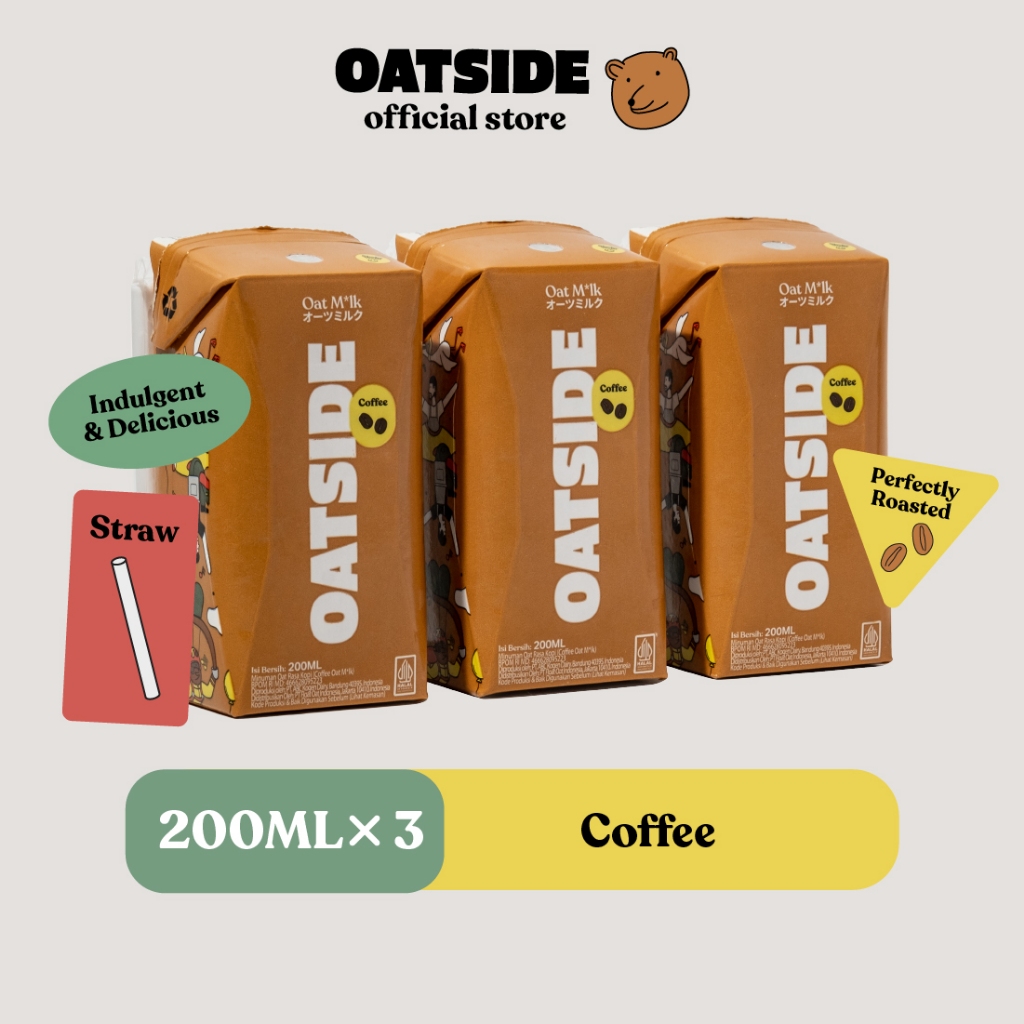 

OATSIDE Mini Straw Oat Milk Coffee 200ml (3pcs) (Kemasan dengan Sedotan) | Susu Oat Rasa Kopi
