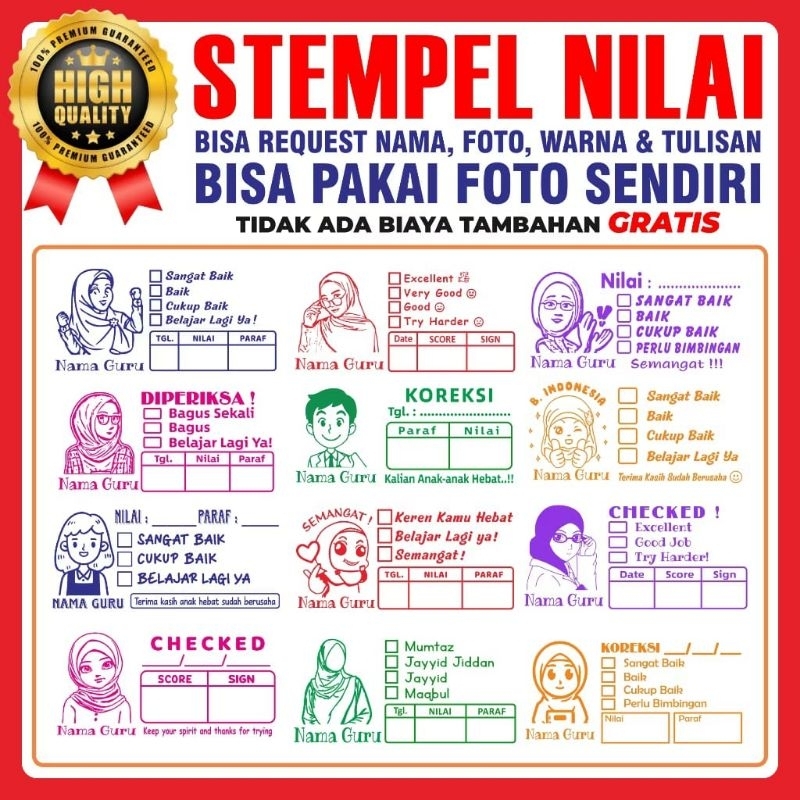 

Stempel Nilai Guru / Penilaian / Koreksi / Checked / Reward