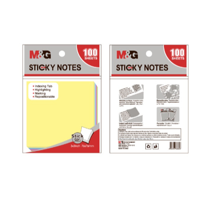 

M&G STICKY NOTES COLORFULL 3x3 / 3x2 inchi 100 Lembar