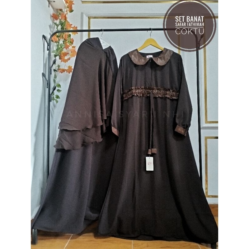 [BISA COD] SET GAMIS + CADAR SAFAR BANAT Model Fathimah | Set Banat safar Jetblack Bonanza | Set Gam