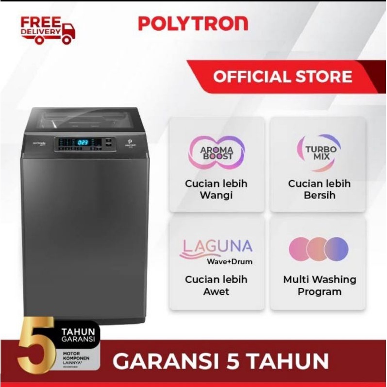 POLYTRON Mesin Cuci 1 Tabung Zeromatic Laguna Hijab 9 KG PAW 9028