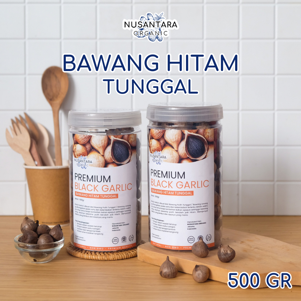 

Nusantara Organic Bawang Hitam Tunggal Black Garlic Lanang Herbal Premium Alami Natural 500gr