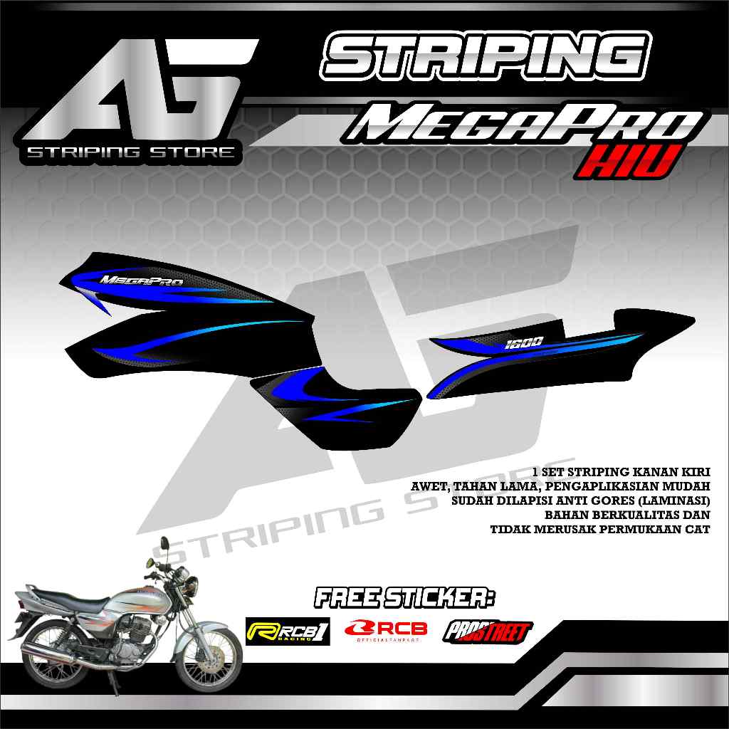 stiker striping megapro hiu-striping megapro hiu motif simpel racing