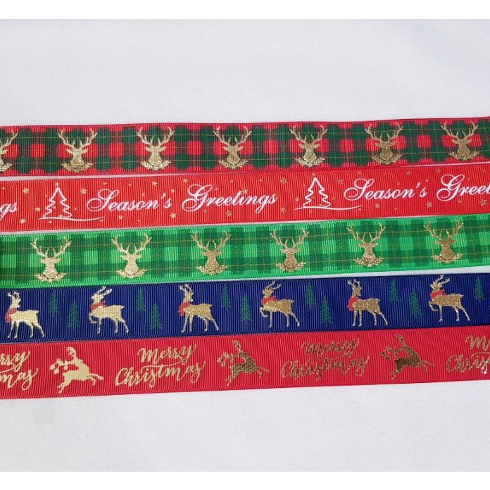 

PAKET PITA RIBBON NATAL MERRY CHRISMAS GROSSGRAIN LEBAR 25CM ISI 3 METER